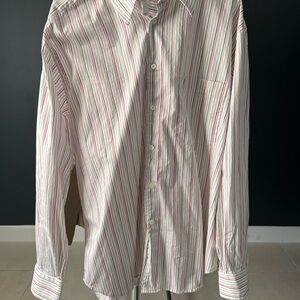Brioni Red and White Striped Dress Shirt